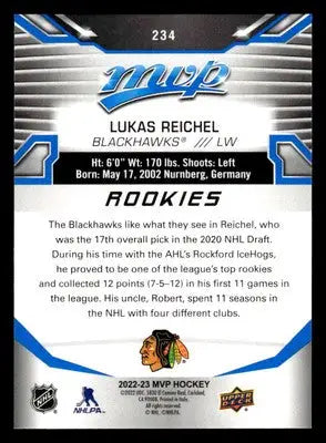 2022-23 Upper Deck MVP #234 Lukas Reichel Blue Script - Hockey Card Single