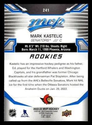 2022-23 Upper Deck MVP #241 Mark Kastelic Blue Script - Hockey Card Single