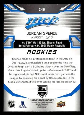 2022-23 Upper Deck MVP #249 Jordan Spence Blue Script - Hockey Card Single