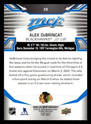 2022-23 Upper Deck MVP #39 Alex DeBrincat Blue Script - Hockey Card Single