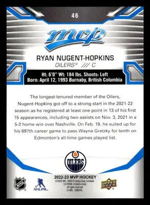 2022-23 Upper Deck MVP #46 Ryan Nugent-Hopkins Blue Script - Hockey Card Single