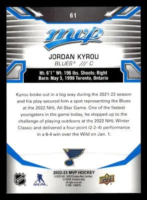 2022-23 Upper Deck MVP #61 Jordan Kyrou Blue Script - Hockey Card Single