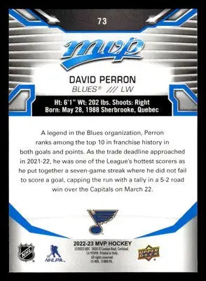 2022-23 Upper Deck MVP #73 David Perron Blue Script - Hockey Card Single