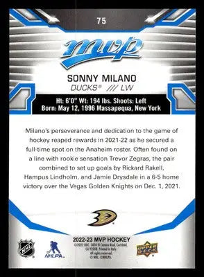 2022-23 Upper Deck MVP #75 Sonny Milano Blue Script - Hockey Card Single