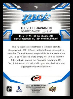 2022-23 Upper Deck MVP #78 Teuvo Teravainen Blue Script - Hockey Card Single