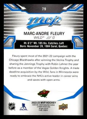 2022-23 Upper Deck MVP #79 Marc-Andre Fleury Blue Script - Hockey Card Single