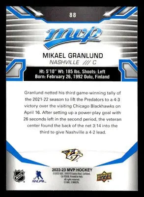2022-23 Upper Deck MVP #88 Mikael Granlund Blue Script - Hockey Card Single