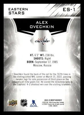 2022-23 Upper Deck MVP #ES-1 Alex Ovechkin Eastern Stars - Hockey Card Single