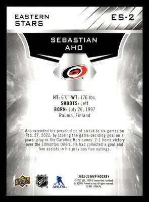 2022-23 Upper Deck MVP #ES-2 Sebastian Aho Eastern Stars - Hockey Card Single