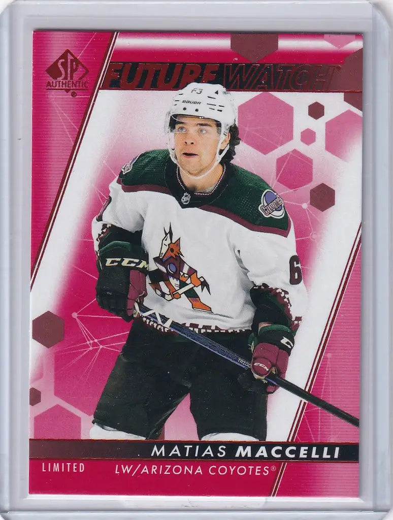 Hockey trading card of Matias Maccelli from the Arizona Coyotes 2022-23 Upper Deck series