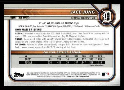 2022 Bowman Draft 1st Edition #BD-15 Jace Jung - Baseball Card Single
