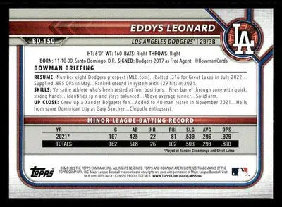 2022 Bowman Draft 1st Edition #BD-150 Eddys Leonard - Baseball Card Single