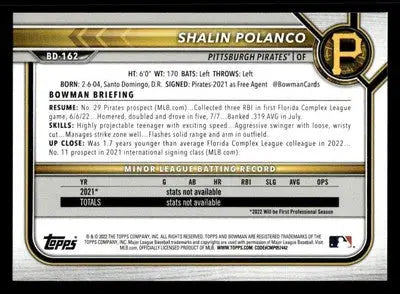2022 Bowman Draft 1st Edition #BD-162 Shalin Polanco Sky Blue - Baseball Card Single