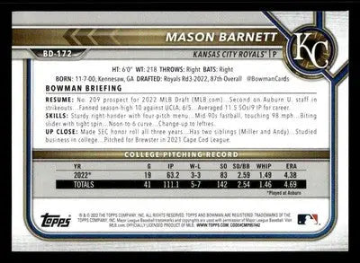 2022 Bowman Draft 1st Edition #BD-172 Mason Barnett - Baseball Card Single