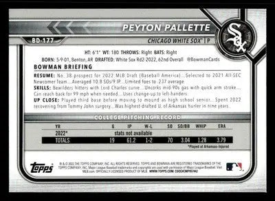 2022 Bowman Draft 1st Edition #BD-177 Peyton Pallette - Baseball Card Single