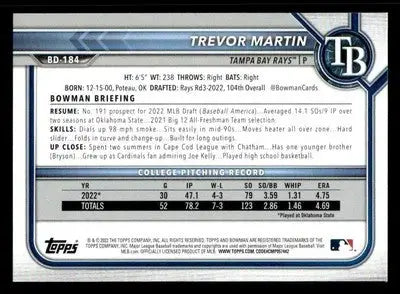 2022 Bowman Draft 1st Edition #BD-184 Trevor Martin - Baseball Card Single