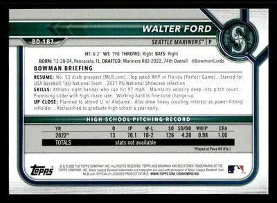 2022 Bowman Draft 1st Edition #BD-187 Walter Ford - Baseball Card Single