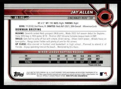 2022 Bowman Draft 1st Edition #BD-192 Jay Allen - Baseball Card Single