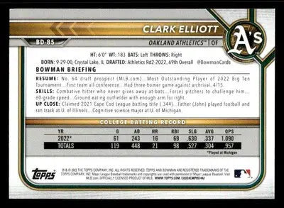 2022 Bowman Draft 1st Edition #BD-85 Clark Elliott - Baseball Card Single