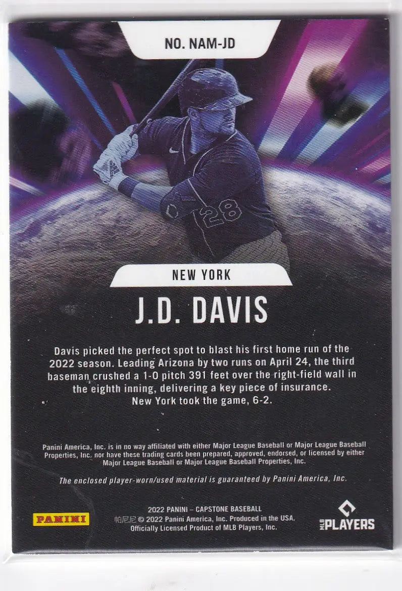 2022 CAPSTONE #NAM-JD JD DAVIS DOUBLE PATCH- NEW YORK YANKEES - Baseball Card Single