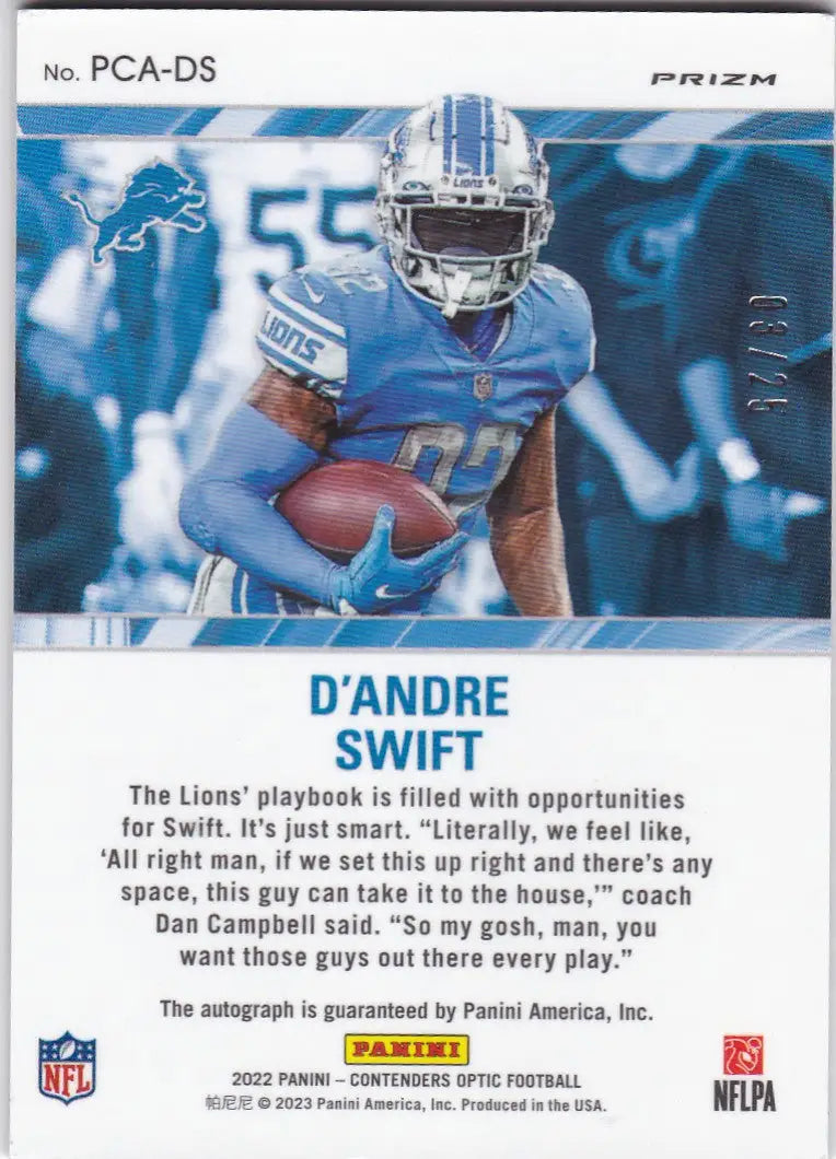 2022 Contenders Optic Perennial Contenders Auto 3/25 D’Andre Swift #PCA-DS - Football Card Single