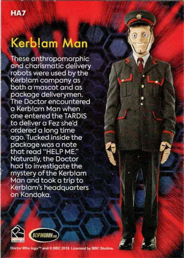 Kerblam Man insert card from 2022 Doctor Who Series 11 & 12 Insert Card HA7