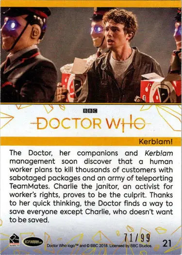 2022 Doctor Who Gold Parallel Card featuring Kerblam from Series 11 & 12 /99