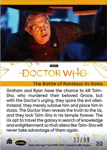 2022 Doctor Who Gold Parallel Card 30 The Battle Of, limited edition trading card