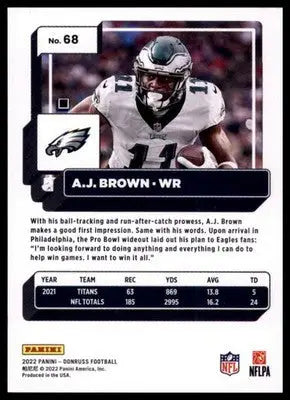 2022 Donruss A.J. Brown 68 Philadelphia Eagles - Football Card Single