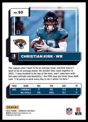 2022 Donruss Christian Kirk 60 Jacksonville Jaguars - Football Card Single