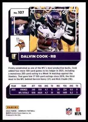 2022 Donruss Dalvin Cook 107 Minnesota Vikings - Football Card Single