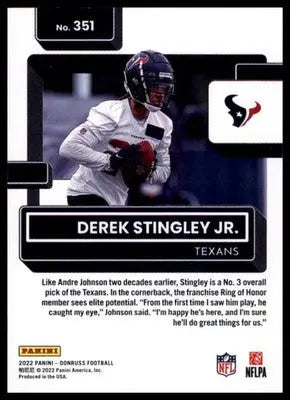 2022 Donruss Derek Stingley Jr. RC 351 Houston Texans - Football Card Single