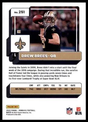 2022 Donruss Drew Brees 251 New Orleans Saints - Football Card Single