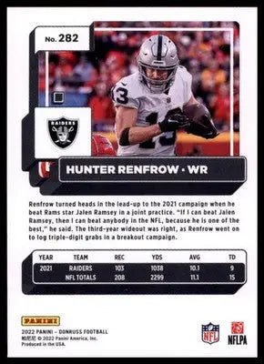 2022 Donruss Hunter Renfrow 282 Las Vegas Raiders - Football Card Single