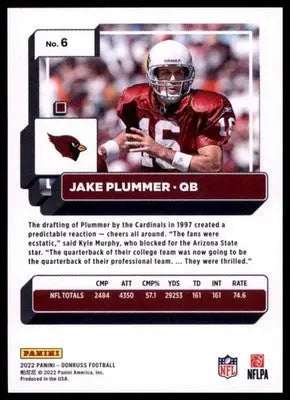 2022 Donruss Jake Plummer 6 Stanford Cardinal - Football Card Single