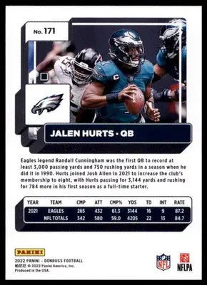 2022 Donruss Jalen Hurts 171 Philadelphia Eagles - Football Card Single