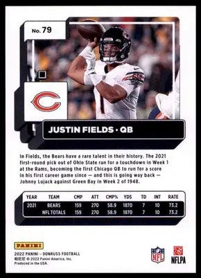 2022 Donruss Justin Fields 79 Chicago Bears - Football Card Single