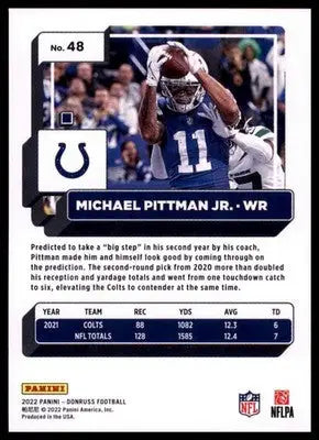 2022 Donruss Michael Pittman Jr. 48 Indianapolis Colts - Football Card Single