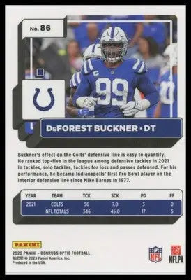 2022 Donruss Optic DeForest Buckner 86 Indianapolis Colts - Football Card Single
