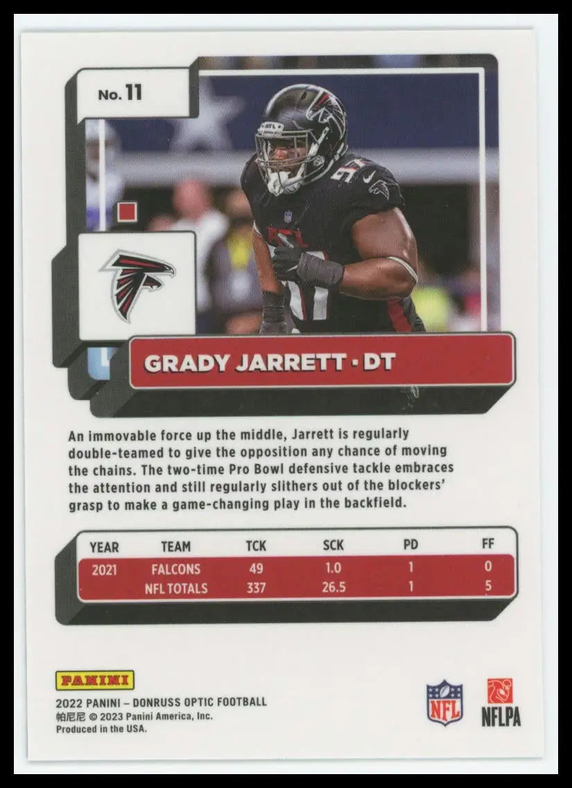 2022 Donruss Optic Grady Jarrett 11 Atlanta Falcons - Football Card Single