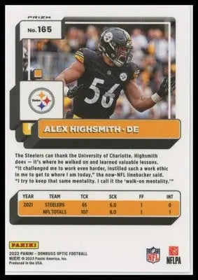 2022 Donruss Optic - Holo Alex Highsmith 165 Pittsburgh Steelers - Football Card Single