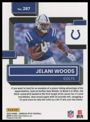 2022 Donruss Optic Jelani Woods RC 287 Indianapolis Colts - Football Card Single