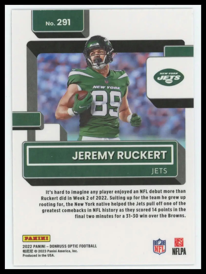 2022 Donruss Optic Jeremy Ruckert RC 291 New York Jets - Football Card Single