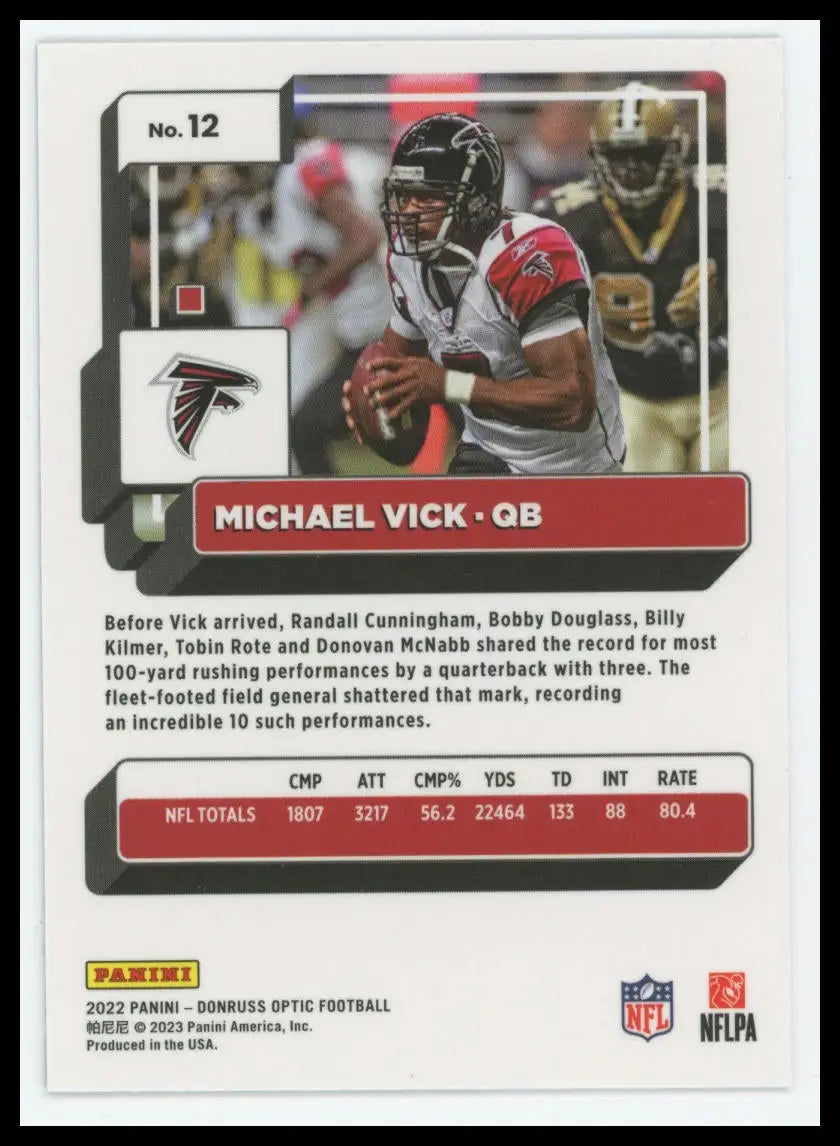 2022 Donruss Optic Michael Vick 12 Atlanta Falcons - Football Card Single