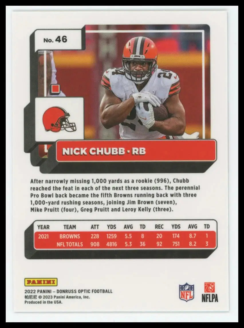 2022 Donruss Optic Nick Chubb 46 Cleveland Browns - Football Card Single