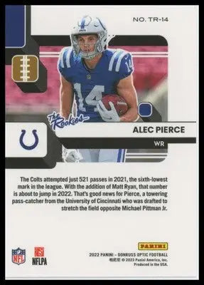 2022 Donruss Optic - The Rookies Alec Pierce TR-14 Indianapolis Colts - Football Card Single