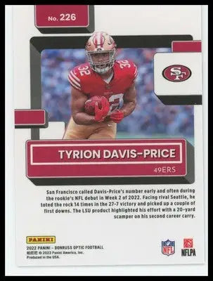 2022 Donruss Optic Tyrion Davis-Price RC 226 San Francisco 49ers - Football Card Single