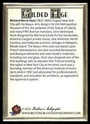 2022 Historic Autographs Gilded Age Richard Morris Hunt #4 - Other