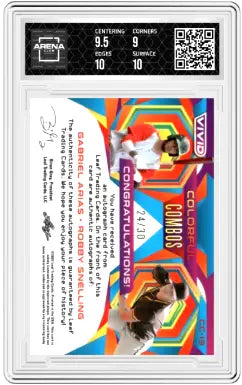 Graded Leaf Vivid Arias Snelling dual auto navy blue sports trading card with autographs