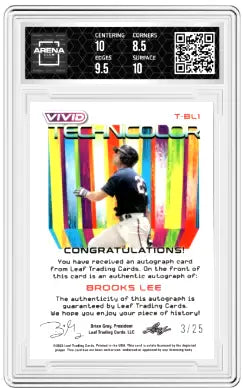 Graded Leaf Vivid Brooks Lee trading card with colorful background and auto signature
